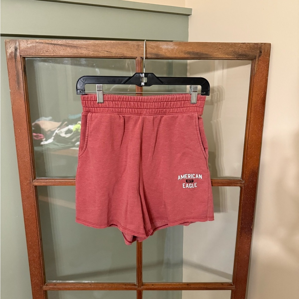 American Eagle Red Cotton Lounge Shorts